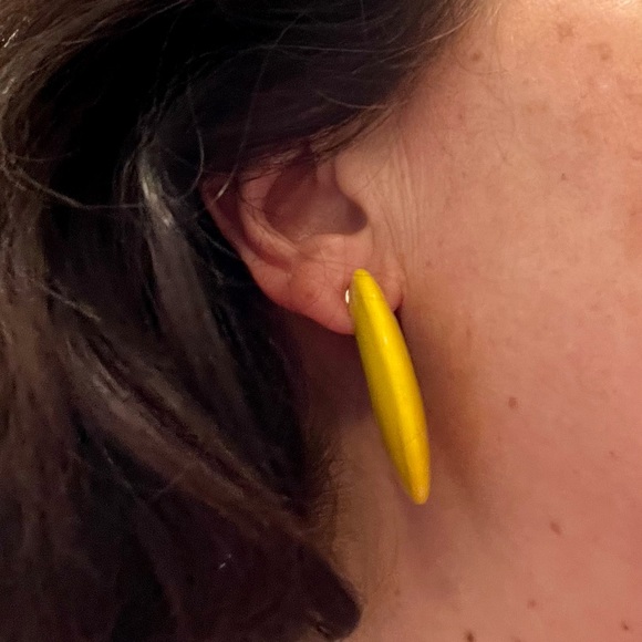 Jewelry - Vintage Wooden Yellow Hoop Earrings